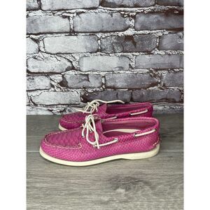 Sperry Top-Sider Pink Leather Snake Embossed Boat Shoes Women’s Sz 7M US/38EU